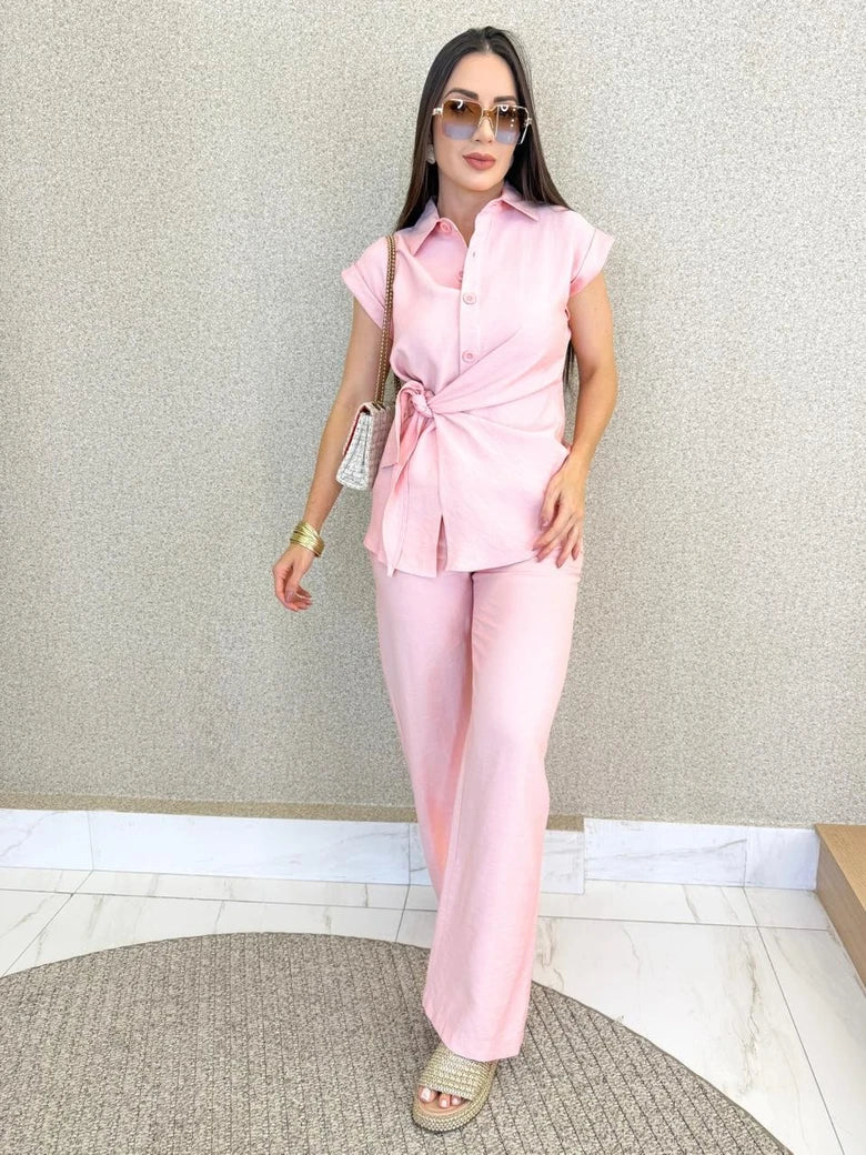 Sherin Marrante Linen Pants and Shirt Set