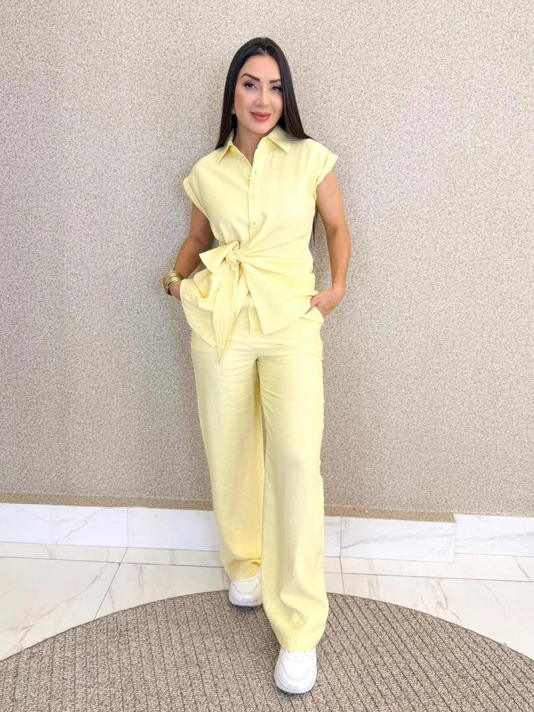 Sherin Marrante Linen Pants and Shirt Set