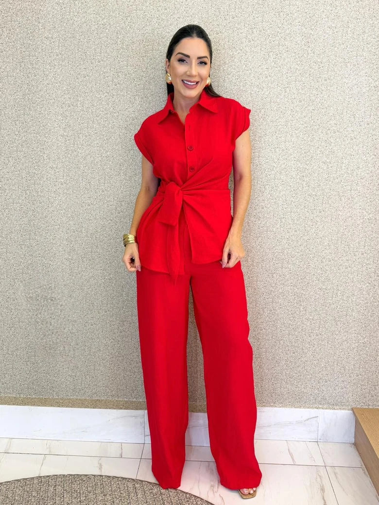 Sherin Marrante Linen Pants and Shirt Set