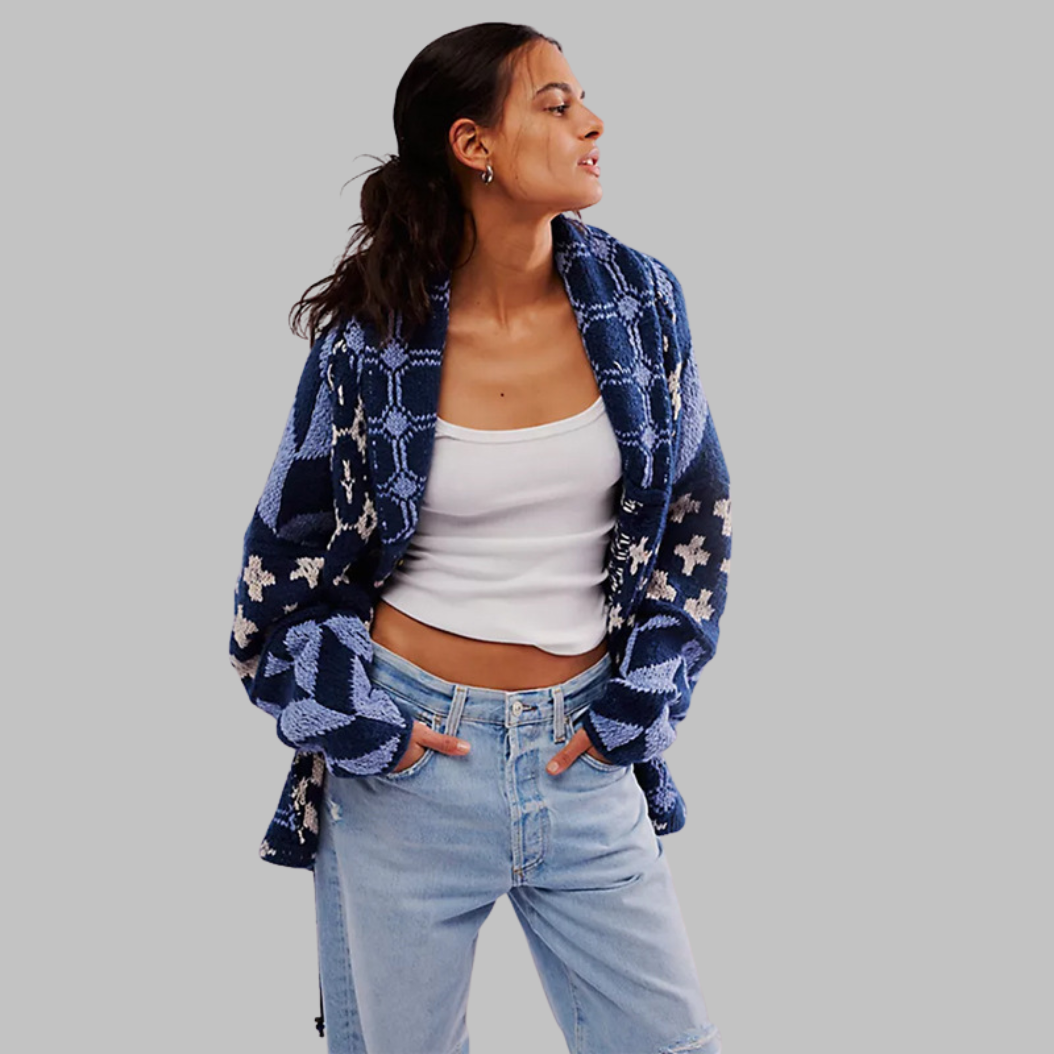 PORTIA™ - Vintage Button-Down Collar Long Sleeve Oversized Cardigan