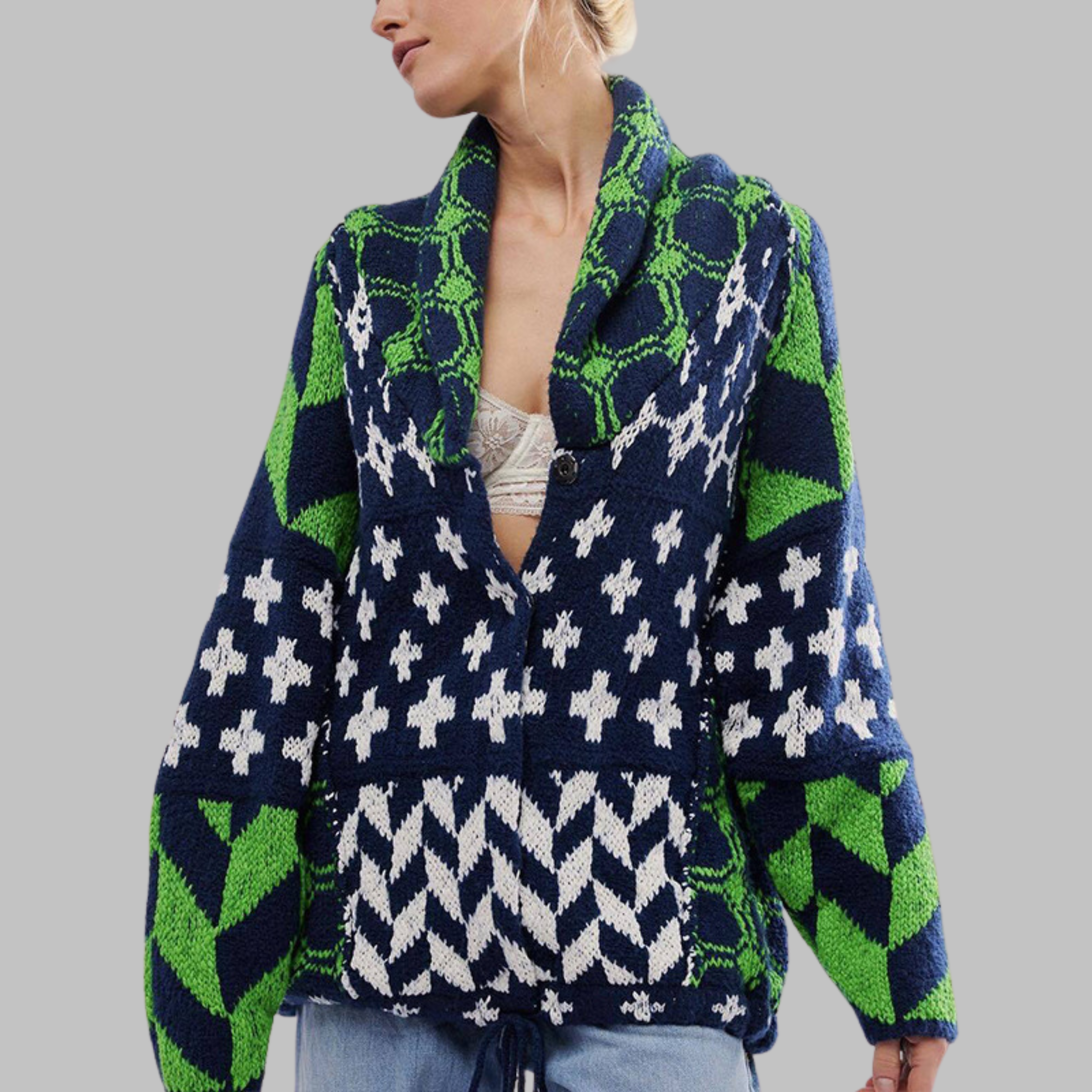 PORTIA™ - Vintage Button-Down Collar Long Sleeve Oversized Cardigan