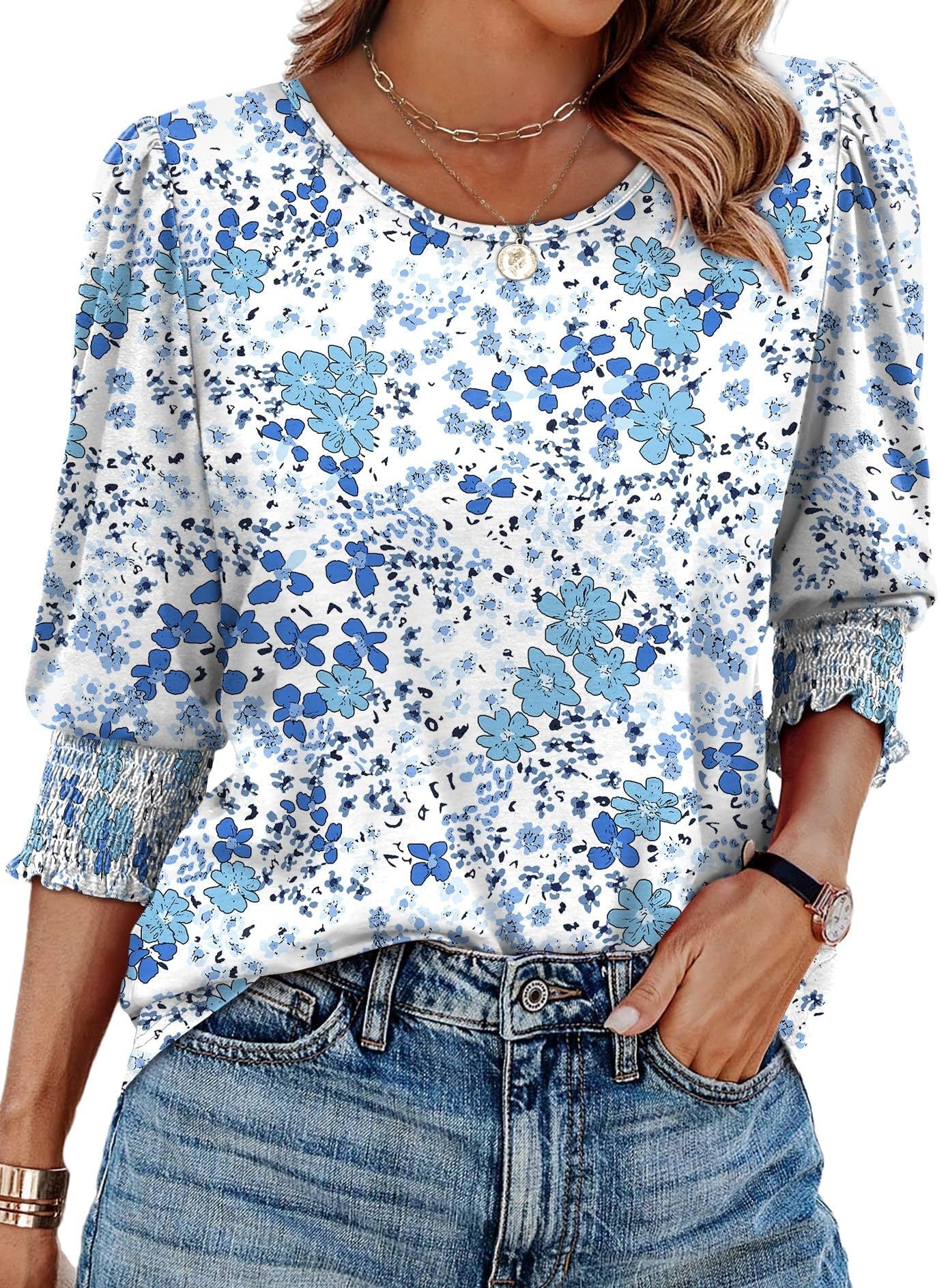 Liza Printed and Solid Casual Tee
