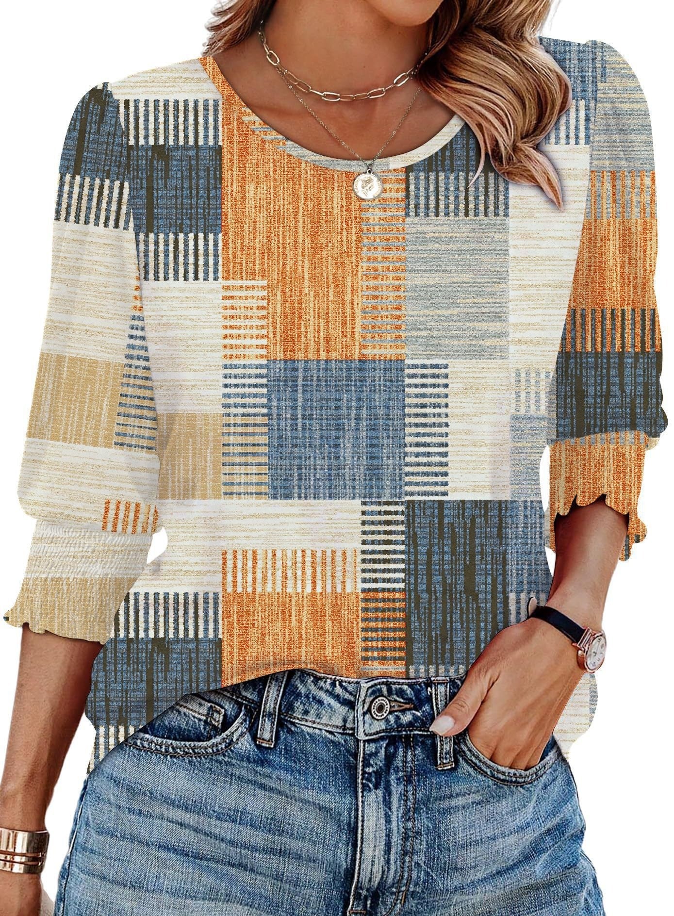 Liza Printed and Solid Casual Tee