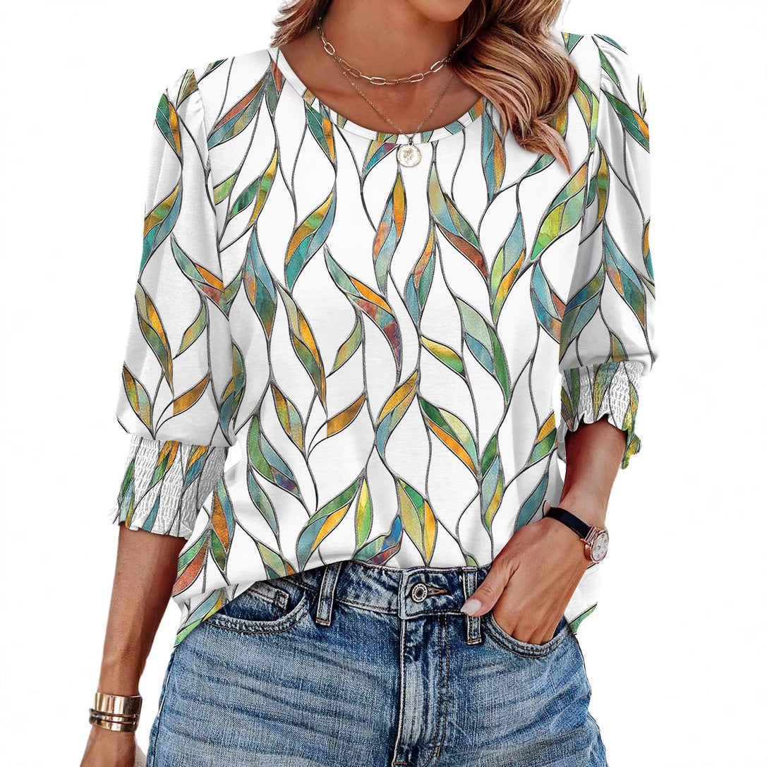 Liza Printed and Solid Casual Tee