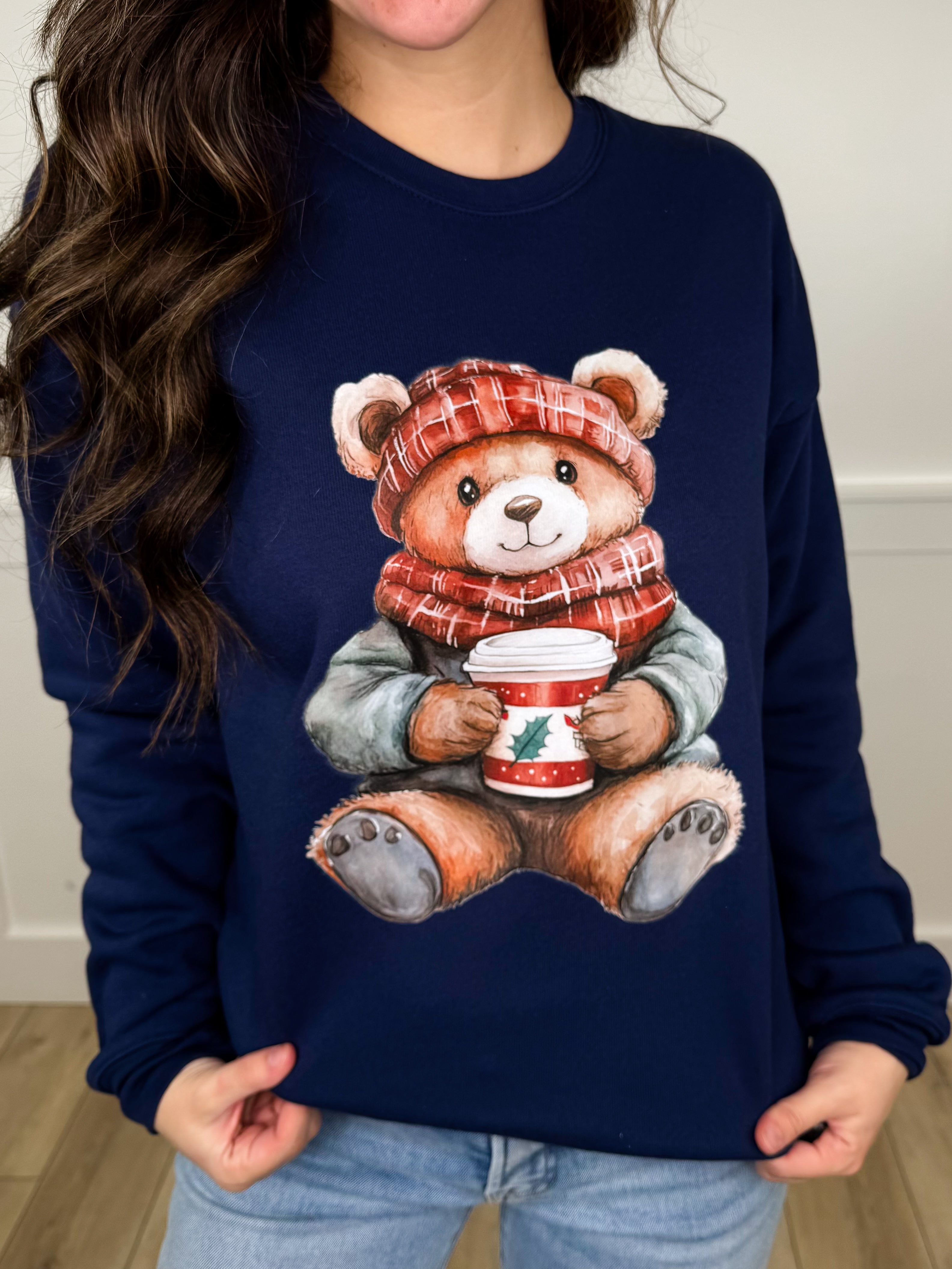 Cozy Bear Cotton Blend Long Sleeve Crewneck Sweatshirt