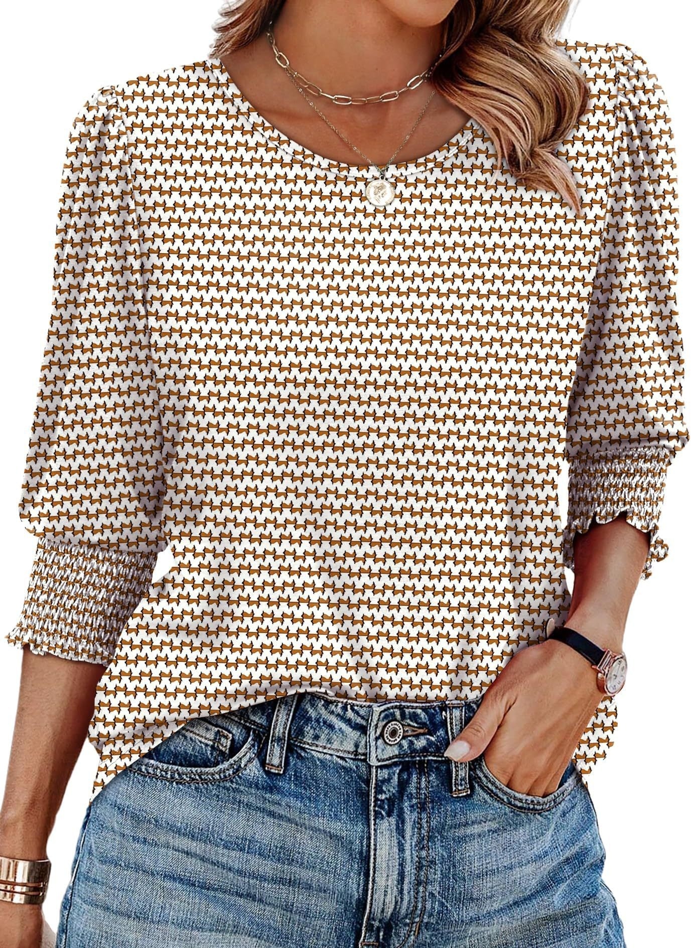 Liza Printed and Solid Casual Tee