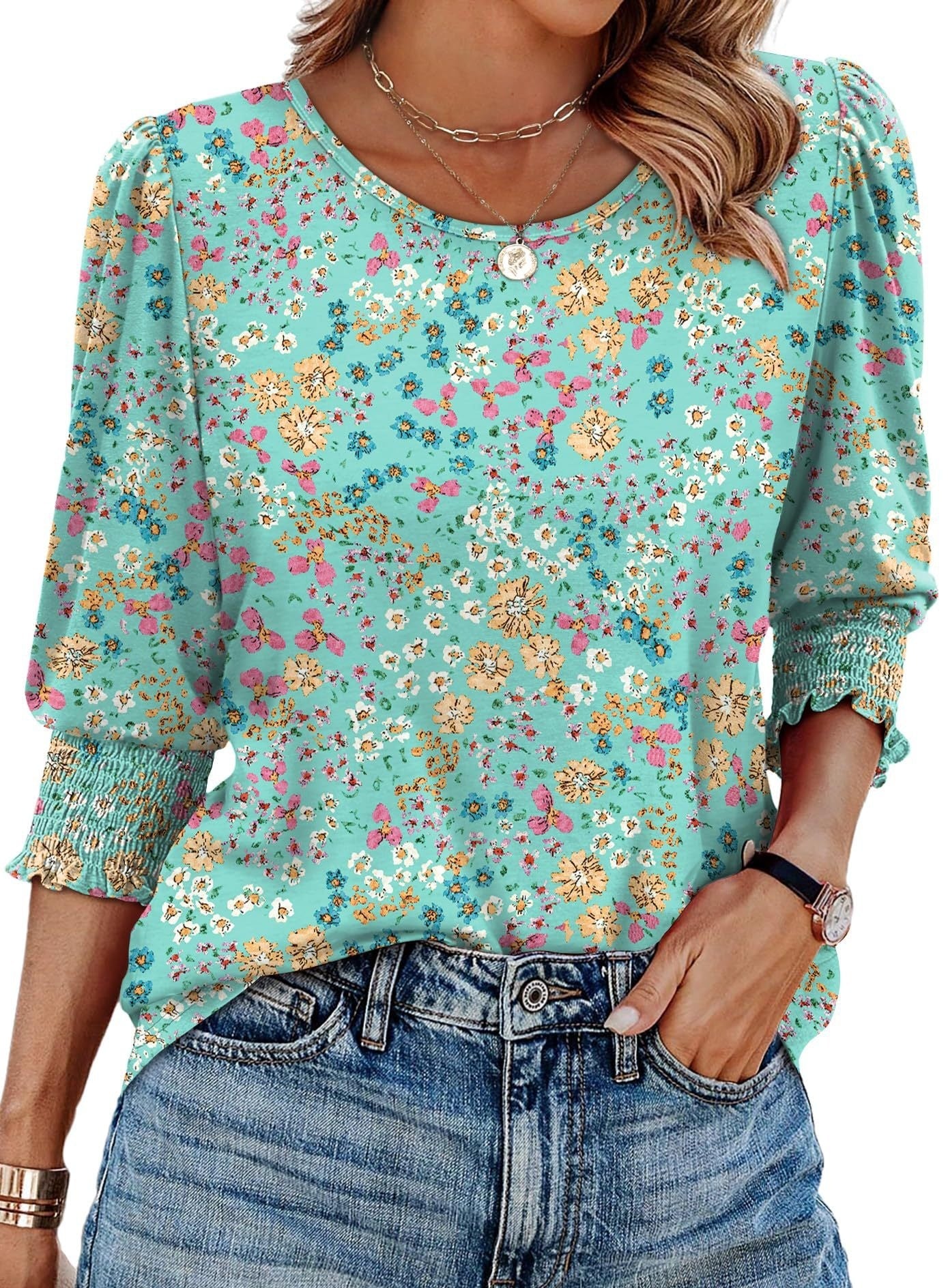 Liza Printed and Solid Casual Tee