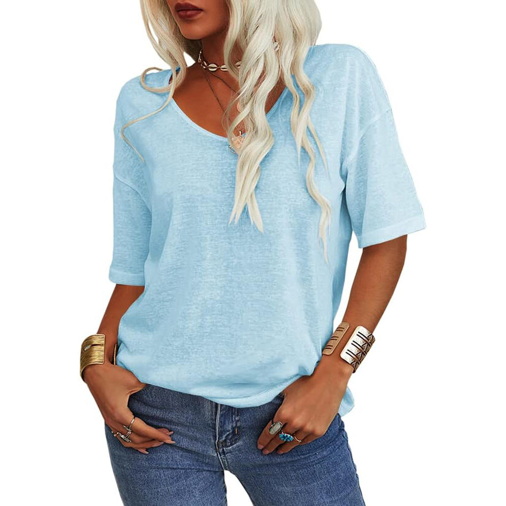 Liora V-Neck Cotton Basic Tee
