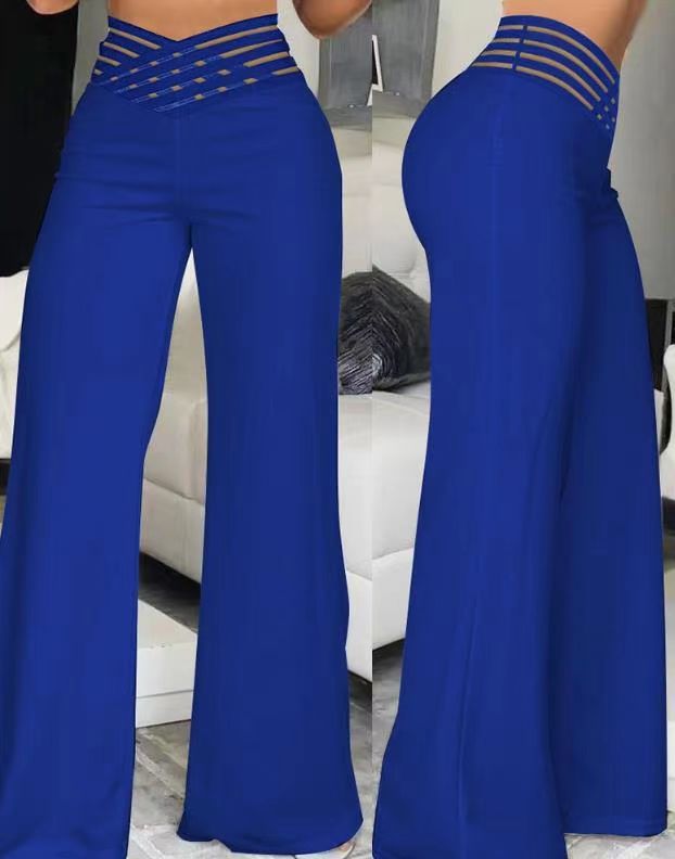 Layna Hollow Belt High-Waist Wide-Leg Trousers