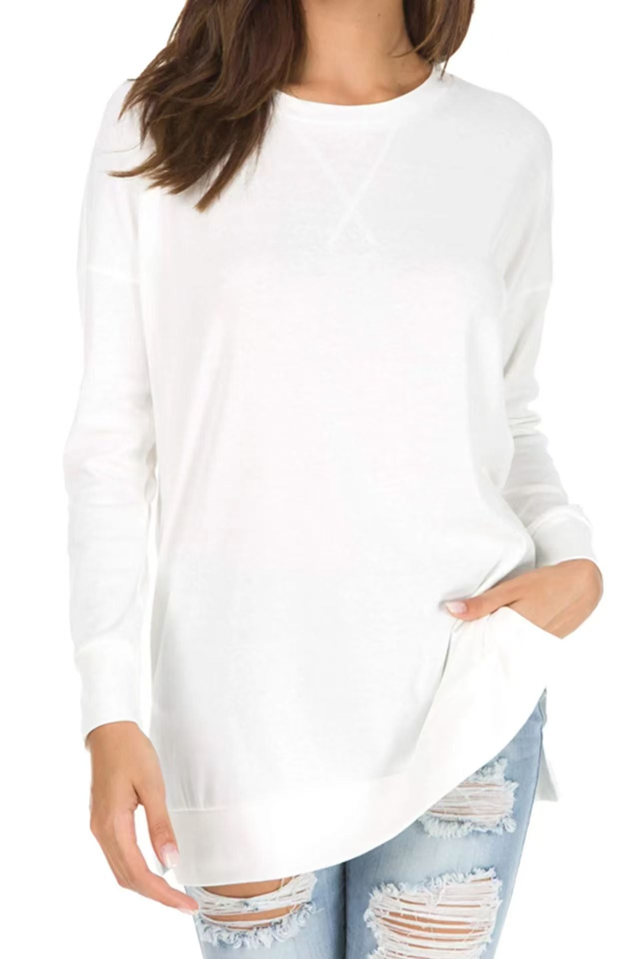 Isolde Side Slit Long Sleeve Top