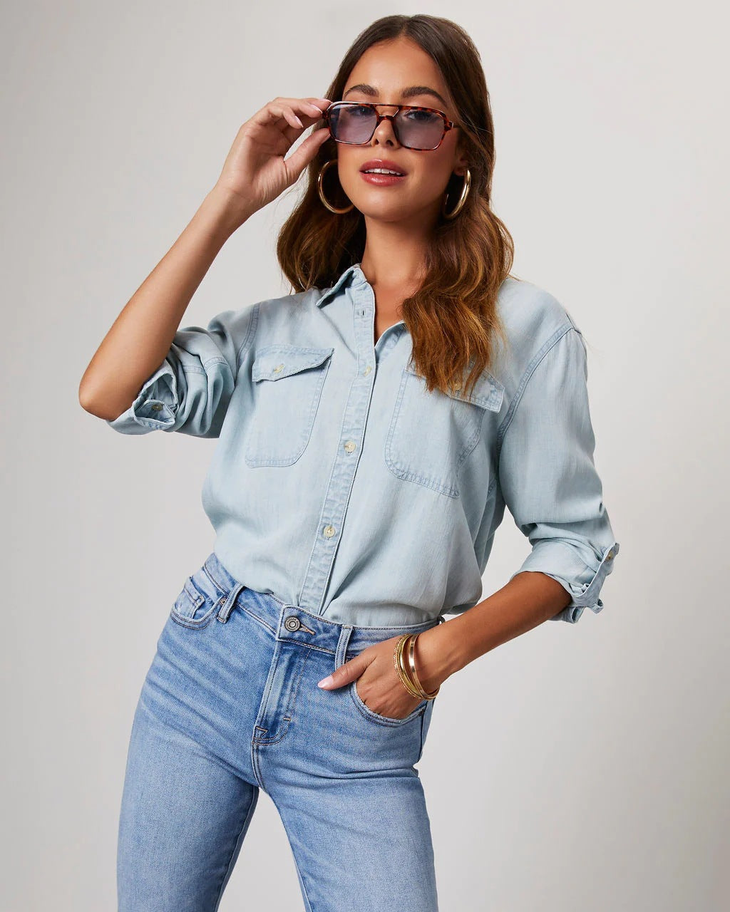 Briana Classic Denim Button-Up Shirt