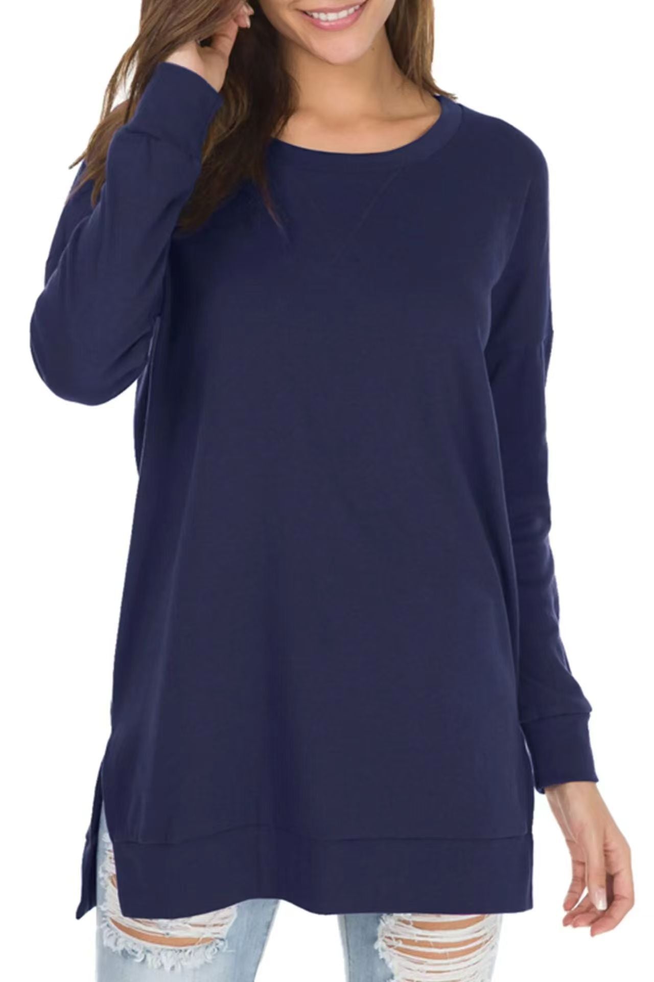 Isolde Side Slit Long Sleeve Top