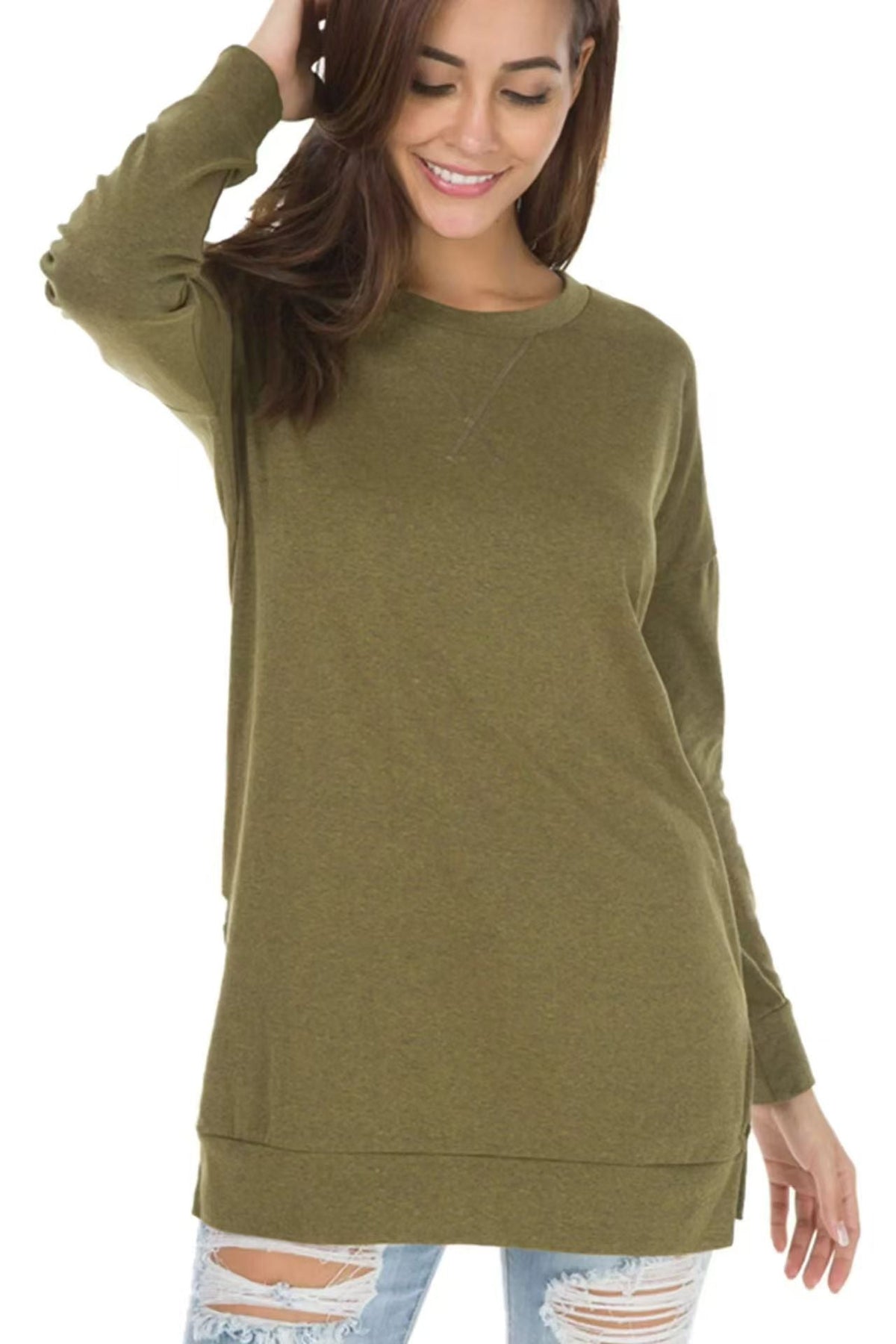 Isolde Side Slit Long Sleeve Top