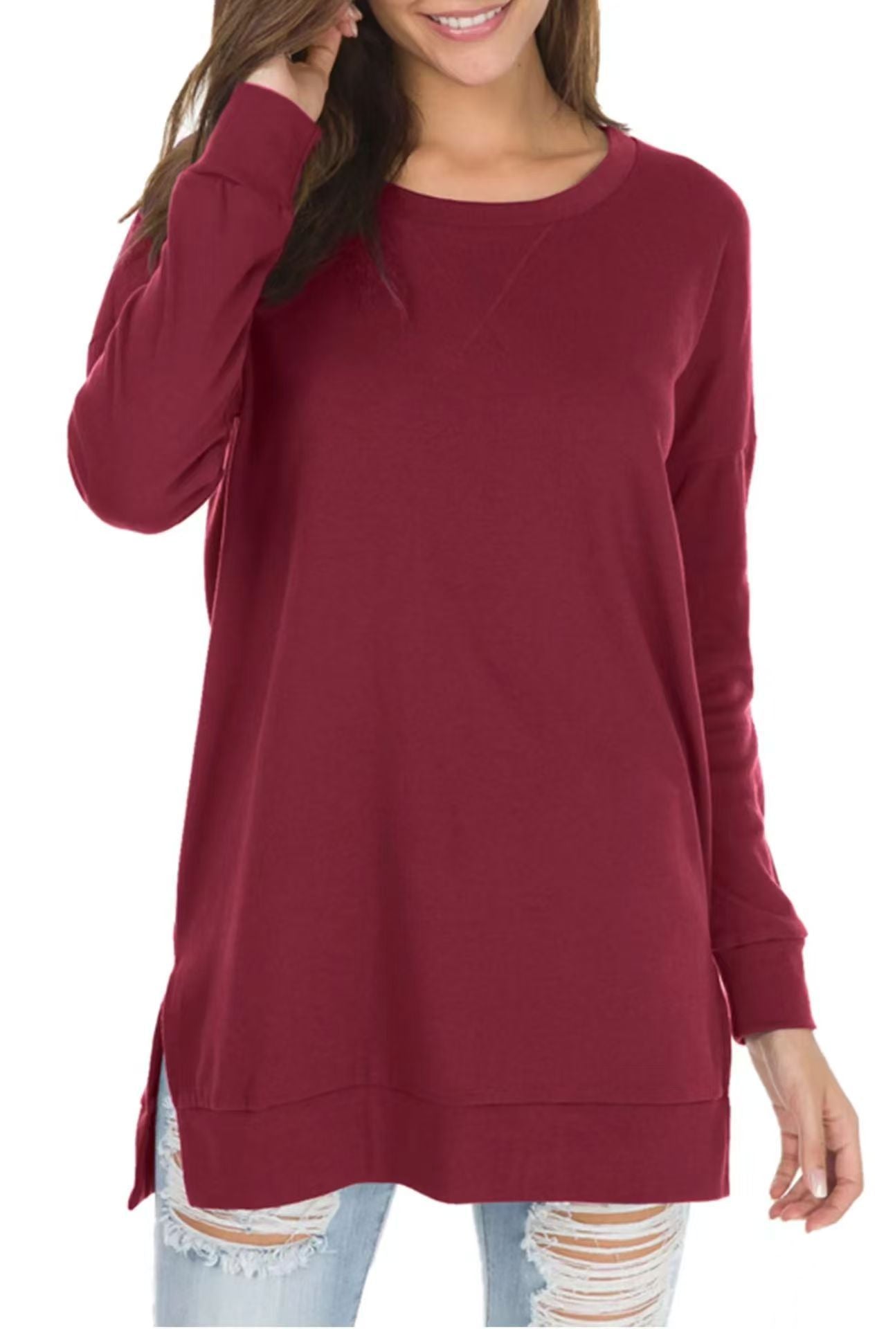 Isolde Side Slit Long Sleeve Top