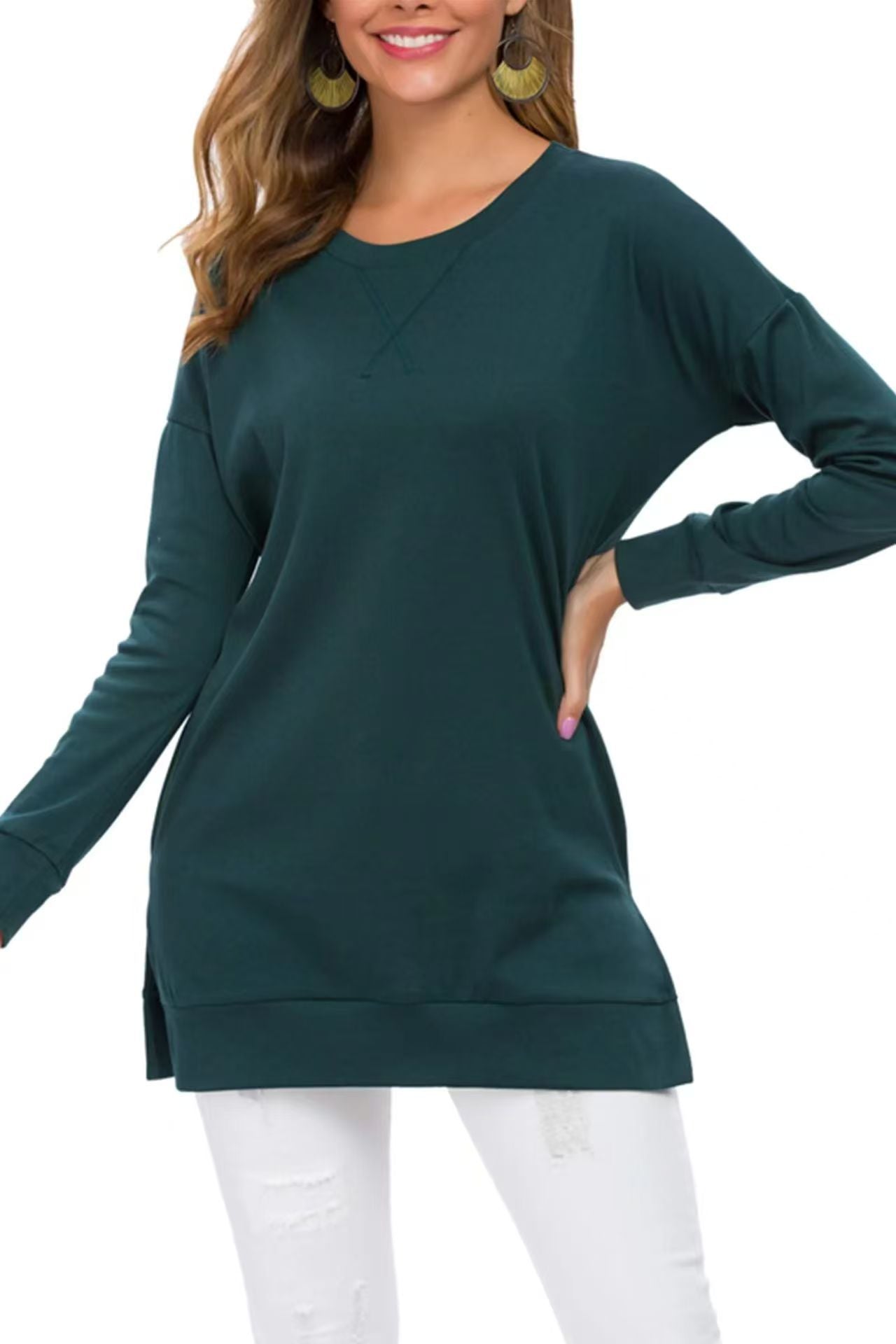 Isolde Side Slit Long Sleeve Top