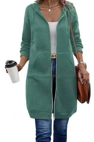 Danica Mid-Length Hooded Zip Sweatshirt