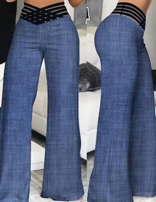 Layna Hollow Belt High-Waist Wide-Leg Trousers