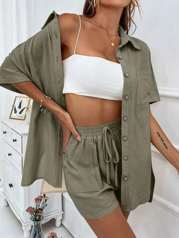 Celina Button-Up Two-Piece Set
