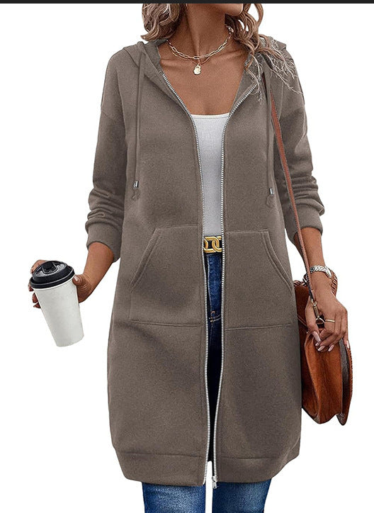 Danica Mid-Length Hooded Zip Sweatshirt
