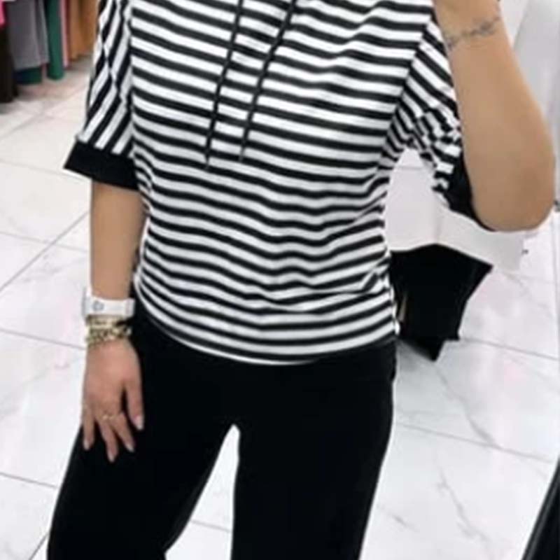 Women's Striped Top and Solid Pants Set
